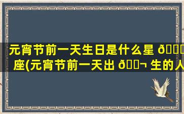 元宵节前一天生日是什么星 🐅 座(元宵节前一天出 🐬 生的人好不好)